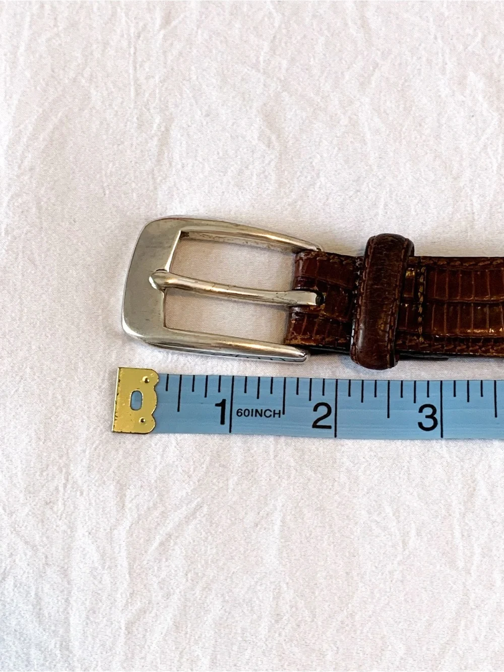 Vintage Brighton woven leather belt brown & black with reptile embossing size 36